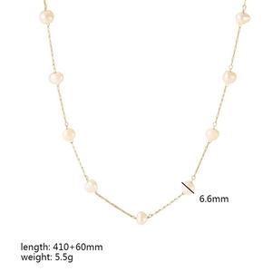 Moda círculo redondo blanco perla con cuentas cadena gargantilla collar pulsera conjuntos 18K chapado en <span class=keywords><strong>oro</strong></span> conjunto <span class=keywords><strong>de</strong></span> joyas <span class=keywords><strong>de</strong></span> acero inoxidable <span class=keywords><strong>para</strong></span> niña - Product Image 3