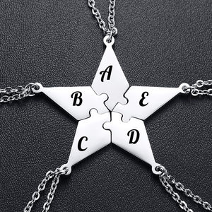 <span class=keywords><strong>Pendentif</strong></span> puzzle étoile pentagramme gravé sur mesure, 5 pièces, lien en acier inoxydable pour collier d'amitié, famille, frères, sœurs - Product Image 6