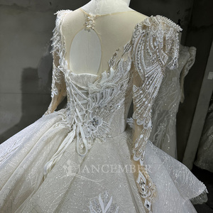 Robe de mariée féerique Jancember, nouvelle collection, style luxe léger, coupe longue et ajustée, manches longues, ornée de perles de haute qualité - Product Image 5
