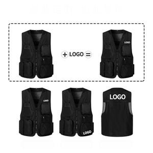 Gilet de photographie multi-poches Vêtements de travail personnalisés pour hommes Impression du logo Directeur de tournage Gilet de journaliste Bandoulière - Product Image 2
