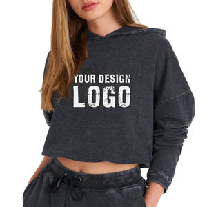 Sudadera Corta Informal de Calle para Mujer, Holgada, de Algodón Grueso, Personalizada, Deportiva, Lavada - Product Image 3