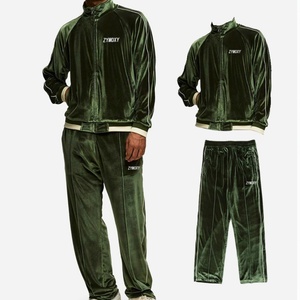 Chándal Deportivo de Terciopelo Reflectante de 2 Piezas con Cierre, de Alta Calidad OEM, para Hombre - Product Image 1