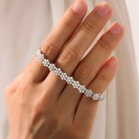 Bracelet enroulé floral en argent S925 avec moissanite, style élégant et luxueux, unisexe, cadeau pour mariage et fête, best-seller TikTok, vente en gros d'usine