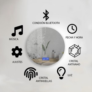 K800-Modern minimalista rotondo intelligente specchio da bagno in vetro retroilluminato con TV produttore all'ingrosso - Product Image 2