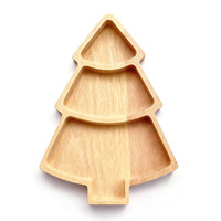 Plateau à apéritifs pour fête de Noël, plateau à collation en bois en forme d'arbre de Noël avec plusieurs compartiments pour noix, fruits, bonbons