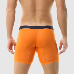 Boxers ultra minces d'usine pour hommes Ice Silk Extended Ground Leg Underwear High Elasticity U-convexe <span class=keywords><strong>3</strong></span> pouces Tight Sports Boxers - Product Image 2