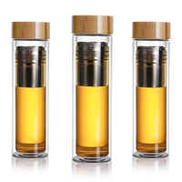 Bouteille en verre à Double paroi de 16oz, avec infuseur à thé, pour le thé et l'eau, de haute qualité
