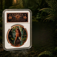 Canada Forest Lady 1 Oz .999 Pièce de monnaie en cuivre fin Feuille d'érable, pièce de défi moderne de collection, souvenir avec support de présentation étiqueté