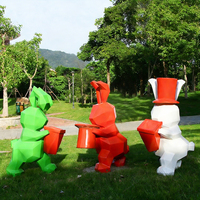 Sculpture décorative de lapin de jardin moderne et réaliste en résine de fibre de verre peinte, personnalisée, de haute qualité, pour l'extérieur, style dessin animé