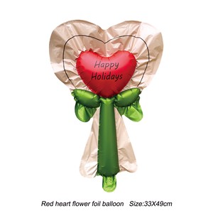 Happy Holidays Love Flores grandes con flores Ramo de globos de papel de aluminio para decoración de fiestas - Product Image 3