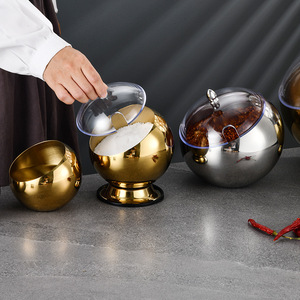 Tazón Oblicuo Plateado y Dorado para Buffet con Tapa, Tazón de Acero Inoxidable con Boca Oblicua para Servir Salsas, Tazón para Hielo para Hotel y <span class=keywords><strong>Bar</strong></span> - Product Image 1