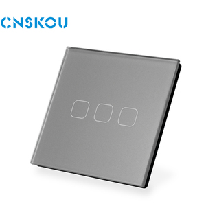 Cnskou giá tốt EU/UK 1/2/3gang Tempered Glass Dây duy nhất điện dung 12V tường cảm ứng ánh sáng Thiết bị chuyển mạch điện Trung Quốc ổ cắm - Product Image 5