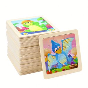 Wholesale Custom Mini 9 Pcs Wooden Cartoon Dinosaur Jigsaw Puzzles Early Educational Puzzle Board <b>Game</b> for Kids for Boys Girls - Product Image 1