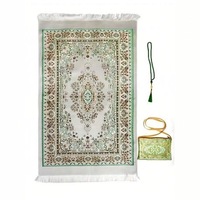 Tapis de prière portable léger en polyester, pliable, tapis islamique de poche avec sac de transport pour les voyages musulmans et l'utilisation en extérieur