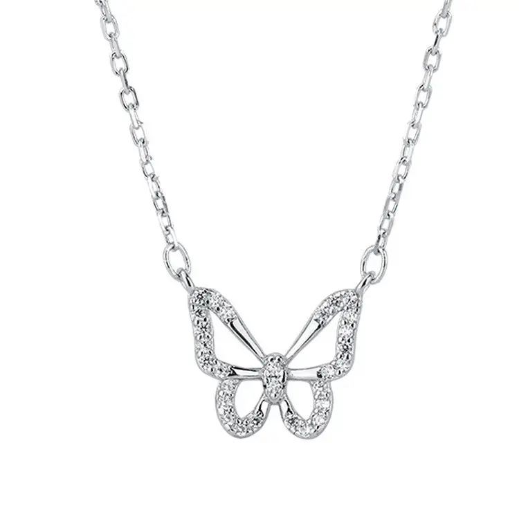 Collana a farfalla in argento Sterling per donna collana di accessori moda con catena a clavicola a vento freddo di lusso leggero