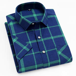 Chemises Oxford pour hommes 100% coton respirantes, nouvelles chemises décontractées à manches courtes, à carreaux, rayées, col carré, été - Product Image 2