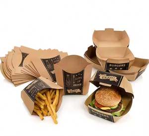Emballage à emporter en carton alimentaire personnalisé, boîte à hamburger en papier kraft jetable, papier kraft en pâte chimique pour hamburger - Product Image 5