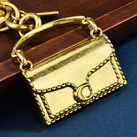 Mini porte-clés carré en alliage avec dragonne et boucle dorée, breloque de sac, accessoires de mode