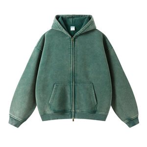 High Quality Embroidery Custom logo Manufacturers <b>Zip</b> <b>up</b> Puff <b>Vintage</b> Acid Wash Women's <b>Hoodie</b> Blank Zipper-<b>up</b> <b>Hoodie</b> for Unisex - Product Image 5