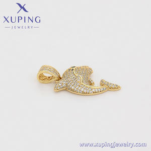 X000810371 XUPING Pendentifs Dauphin en Acier Inoxydable Plaqué Or 14K avec Zircon Cubique, Bijoux Océan Scintillants pour Femme, Pendentifs Quotidiens - Product Image 4