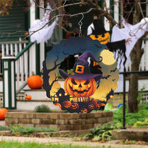 10-дюймовый Хэллоуин 3D из нержавеющей стали ветряные колокольчики для дома и сада Украшение вращающийся кулон металлический материал - Product Image 2