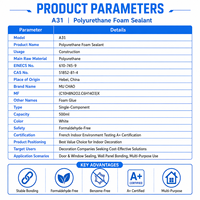 Scellant en mousse de polyuréthane A31 500 ml sans benzène ni formaldéhyde, économique et efficace pour le collage de panneaux muraux, de portes et de fenêtres intérieures