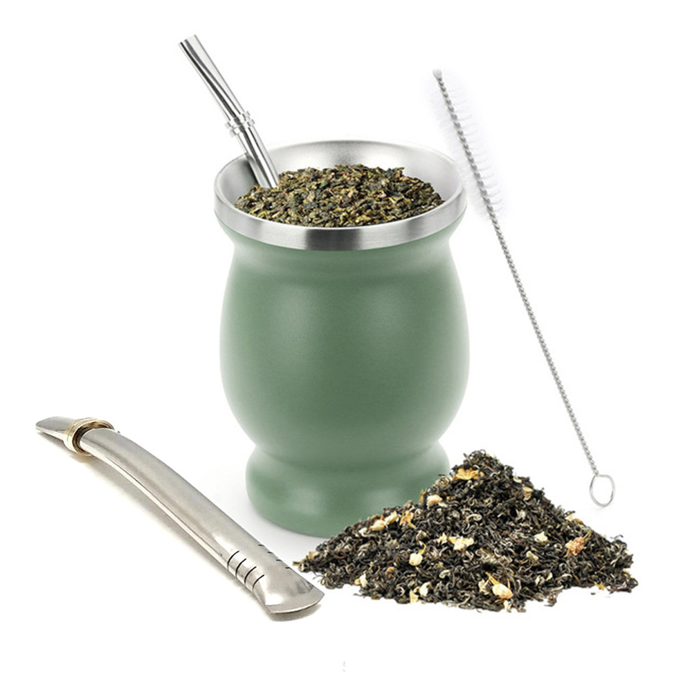 Vert + Paille cuillère + Pinceau + Paille plate