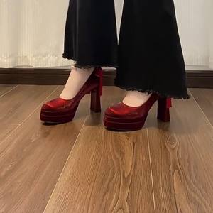 2026 Spring <b>Red</b> Fashion High <b>Heels</b> Daily Wear Elegant <b>Heels</b> Matching Dresses for Women - Product Image 2