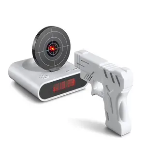 Reloj despertador de pistola con función de disparo y grabación, láser digital, mesa y escritorio, despertador, regalo creativo para estudiantes y niños