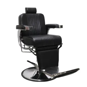 Stainless Steel Barber Chair Heavy-Duty Black Salon Haircut Chair for Barber Shops Factory Price Supports Heavy Weight