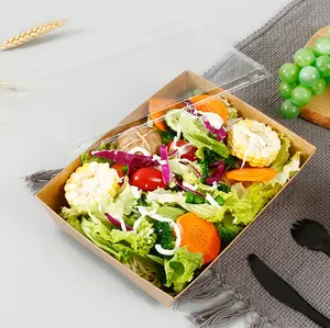 Tek kullanımlık kağıt gıda ambalaj Take Away pencere meyve suşi salata kağıt kutuları ile Logo