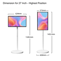 OEM Mevcut 27 İnç Mobil Akıllı Dokunmatik Ekran Monitör Android15 IPS Panel Tekerlekli Dahili 13MP Kamera Stereo Hoparlörler