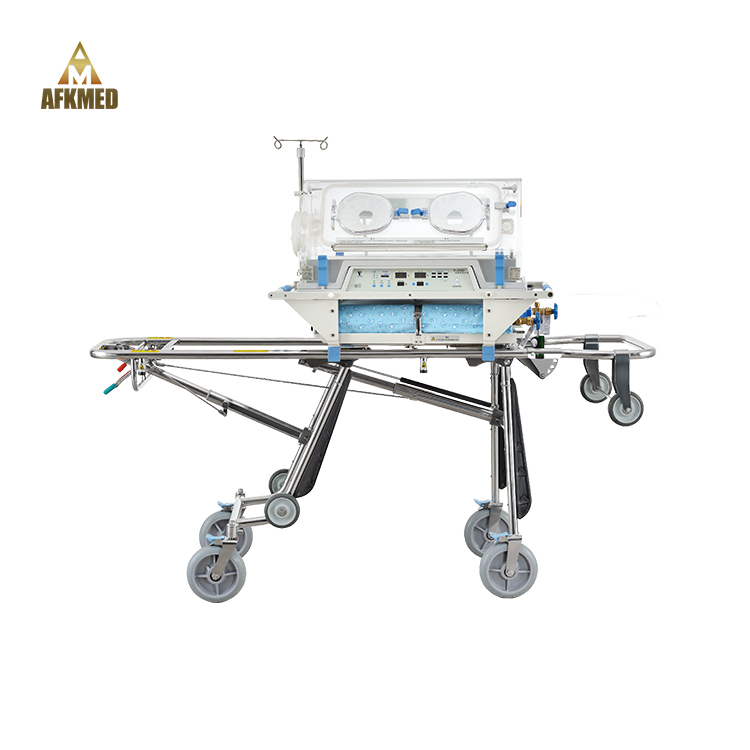 Mobile Portable Neonatal Monitoring System Newborn Infant Baby Incubator Warmer with shock absorption trolley