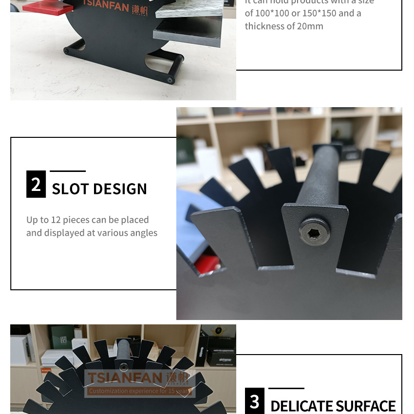 Factory Custom Size Table Top Metal Slotted  Sample Artificial Mabler Granite Quartz Stone Ceramic Tile Display Rack