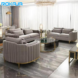 इतालवी लक्जरी मखमली वेवेट लिविंग रूम सोफा गर्म बिक्री 1 + 2 + 3 ग्रे सोफा सेट टिकाऊ सुरुचिपूर्ण लोचदार आरामदायक प्रीमियम मखमली सोफा - Product Image 1