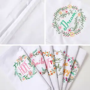 Hot Sale Wedding Kitchen Christmas Airlaid Disposable Pink Embroidered Napkins