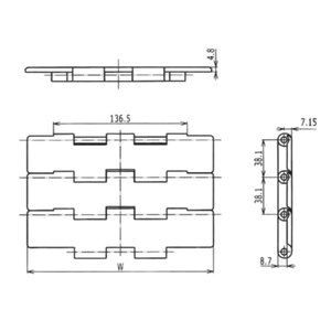 Gıda Taşıma İçin Gıda Sınıfı Konveyör Zincir Kayışı 821 Serisi Plastik Modüler Konveyör - Product Image 6
