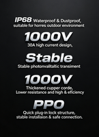 Connecteur solaire 1000V 30A de type plat, étanche IP68, connecteur de câble PV mâle-femelle pour système de panneaux solaires