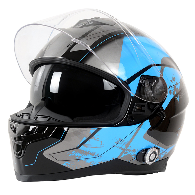 BM22 Full Face for Motorcycle Helmet with ABS Shell for Group Intercom Microphone 6 Riders ECE/DOT Certified New
