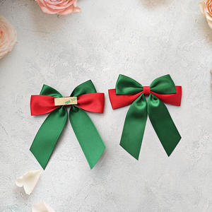 <span class=keywords><strong>Noeud</strong></span> de Noël en satin polyester <span class=keywords><strong>rouge</strong></span> et vert, pré-noué pour cadeaux, décorations de fête à domicile, ornements d'arbre, <span class=keywords><strong>ruban</strong></span> de décoration DIY - Product Image 4