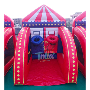 Combo de jeux gonflables commerciaux en PVC <span class=keywords><strong>4</strong></span>-en-1 pour enfants : Jeux interactifs de fête en extérieur avec Knockdown et tir au but - Product Image 4