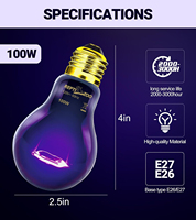 REPTIZOO 100W 2000 à 3000 heures Lampe de chaleur nocturne pour reptiles à simulation de lumière lunaire, douille E26 E27 120V, pour Dragon barbu