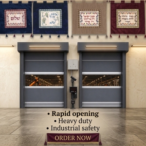 Puerta Rápida de PVC Automática Cortavientos, Persiana Enrollable de Acción Rápida para Taller Industrial - Product Image 3