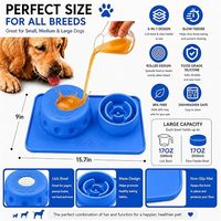 Bol à lécher pour animaux de compagnie en silicone 2-en-1, distributeur de nourriture lente avec balle roulante, facile à nettoyer, sans BPA, base antidérapante, tapis d'alimentation interactif pour chiens et chats