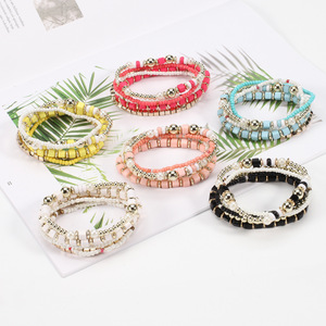 Fashion Jewelry Beaded <b>Bracelets</b> <b>Set</b> Imitation Pearl Elastic Multi Strand Unisex Made In China - Product Image 2