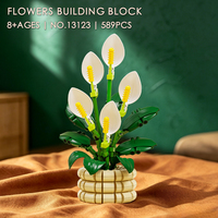 MJI 13123 Peace Lily MOC Blocs de construction Modèle Ornement Jouet éducatif pour enfants Ensemble de blocs de construction en forme de fleur Vente en gros MOC