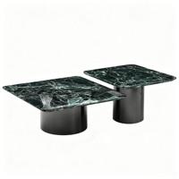 Table basse en marbre vert, pour salon, bureau, table centrale durable avec plateau en marbre