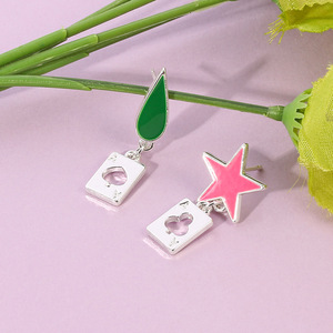 Pendientes colgantes de aleación con forma de lágrima y póker de estrella Rosa artesanal de Metal de alta calidad para los fanáticos de Anime Hunter <span class=keywords><strong>Hisoka</strong></span> <span class=keywords><strong>Cosplay</strong></span> - Product Image 6