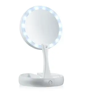 Espelho de maquiagem inteligente para mesa, estojo fashion com luz LED, espelho de maquiagem portátil para uso pessoal