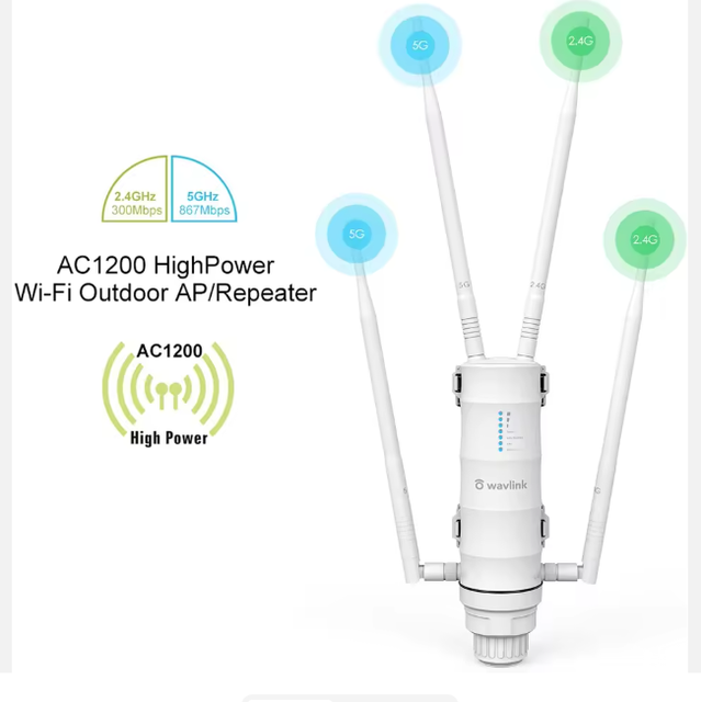 WL-WN572HG3 AERIAL HD4 AC1200 Dual-band High Power Outdoor Wireless AP Router PoE Wavlink WiFi Range Extender